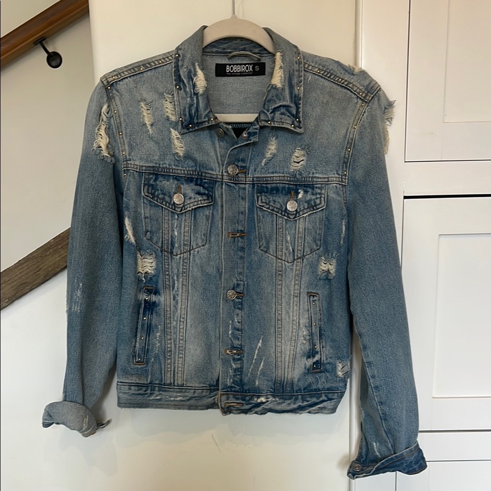 Blue Distressed Jean Band Jacket